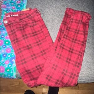 American Eagle Outfitters Red Checkered Leggings